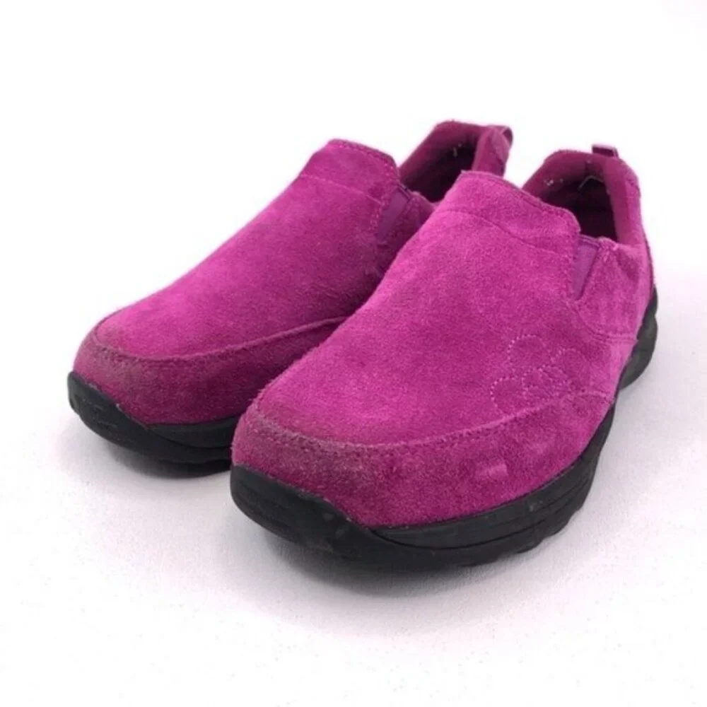 L.L. Bean Pink Suede Slip on Moc Shoes Kids 5
